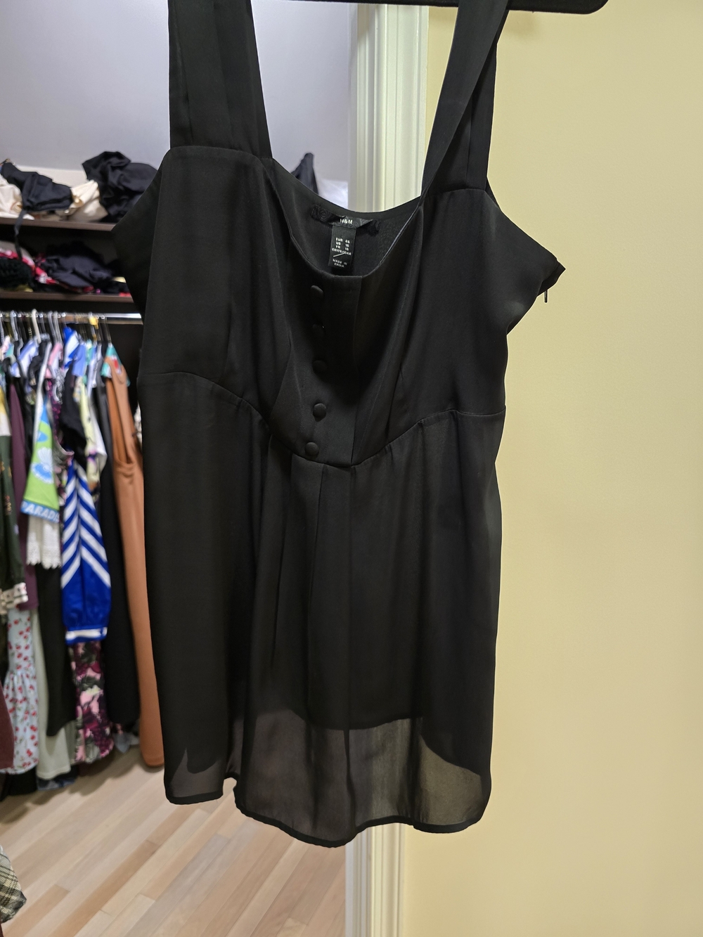 H&M Black Chiffon Button-Front Camisole